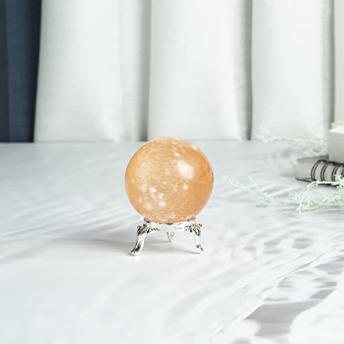 Zaicus 50-60 ממ כתום Selenite Crystal כדור כדור | כדור אבן חן עם סטנד | אבן חן טבעית לריפוי גבישים